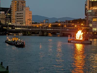 Bonfire boat at Tenjin Matsuri