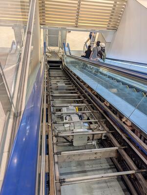 Inside an escalator at Namba CITY