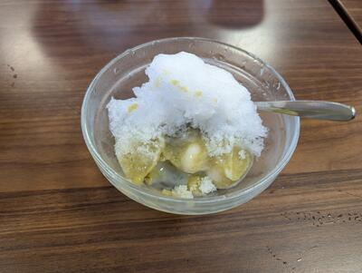 Shaved ice with Sakai kurumi mochi